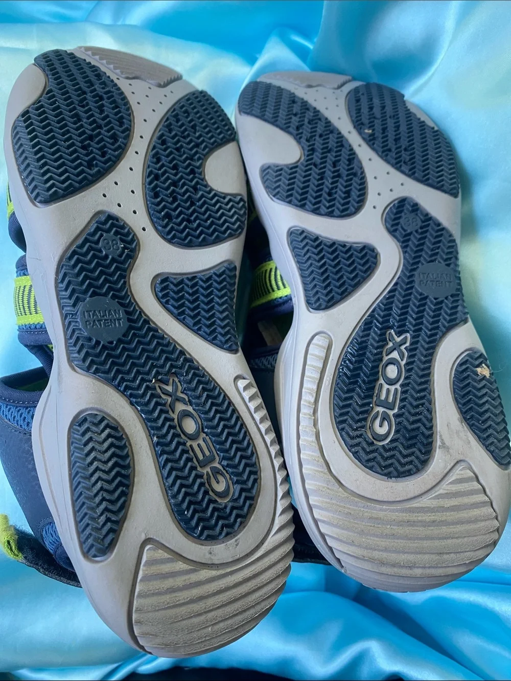 Geox Respira Navy and Lime Kids Sport Sandals